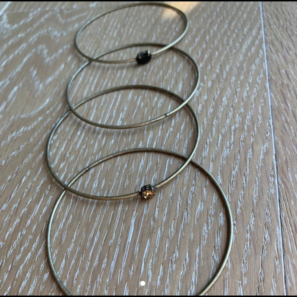RUSTIC GOLD BANGLE BRACELETS W DIAMOND